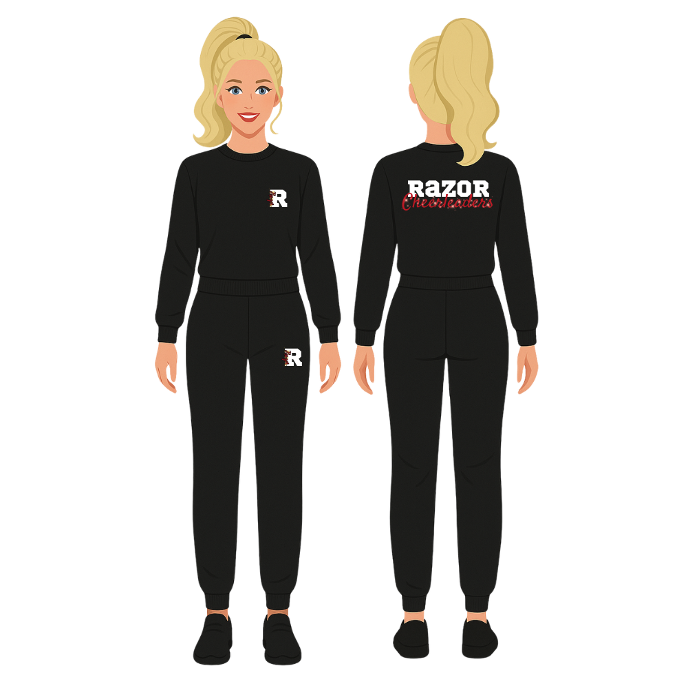 Klub joggingsæt med glimmer venyl logo på ryg, bryst og lår